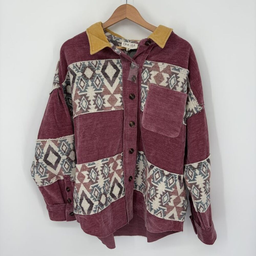Oli & Hali Aztec Pattern Jacket-Wine Berry